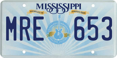 MS license plate MRE653