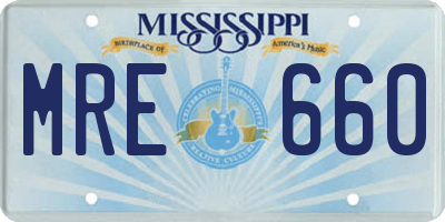 MS license plate MRE660