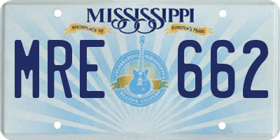 MS license plate MRE662