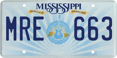 MS license plate MRE663