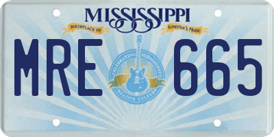 MS license plate MRE665