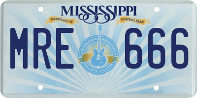 MS license plate MRE666