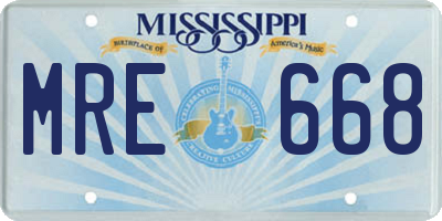 MS license plate MRE668