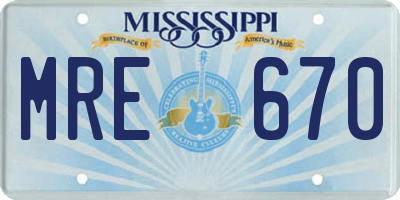 MS license plate MRE670