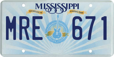 MS license plate MRE671
