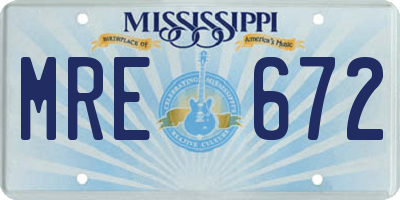 MS license plate MRE672