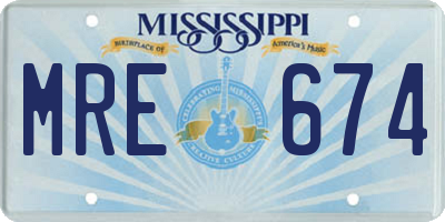 MS license plate MRE674