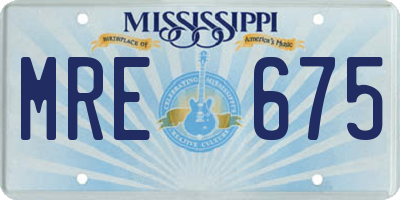 MS license plate MRE675