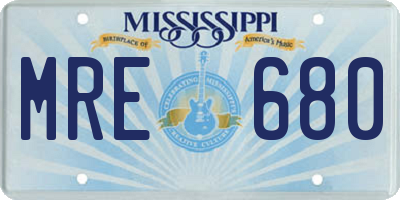 MS license plate MRE680