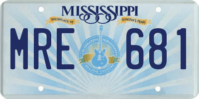 MS license plate MRE681