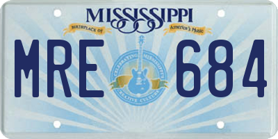 MS license plate MRE684