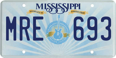 MS license plate MRE693