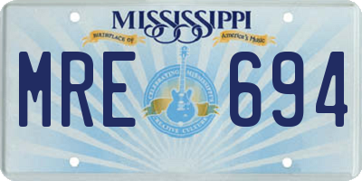 MS license plate MRE694