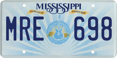 MS license plate MRE698
