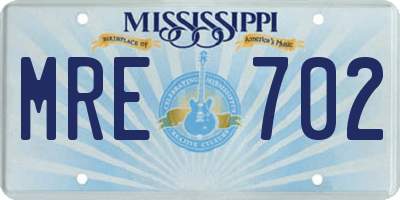 MS license plate MRE702