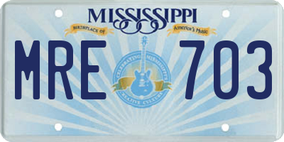 MS license plate MRE703