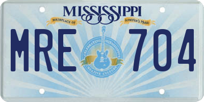 MS license plate MRE704