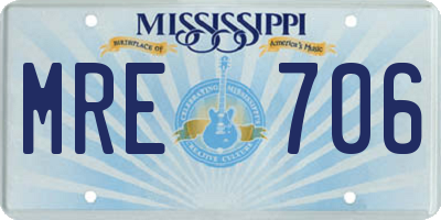 MS license plate MRE706