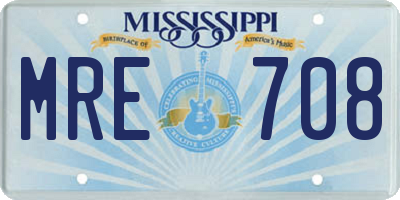 MS license plate MRE708