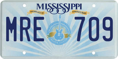MS license plate MRE709