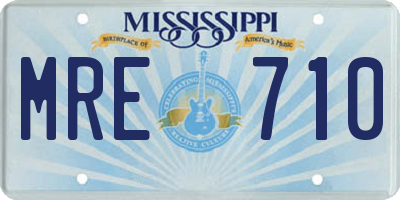 MS license plate MRE710