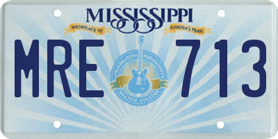 MS license plate MRE713