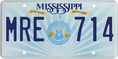 MS license plate MRE714