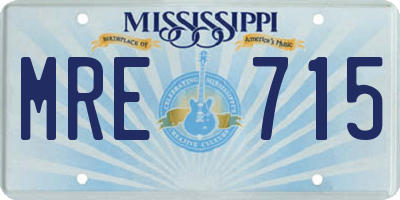 MS license plate MRE715