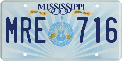 MS license plate MRE716