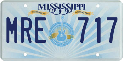 MS license plate MRE717