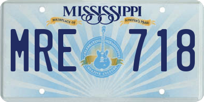 MS license plate MRE718