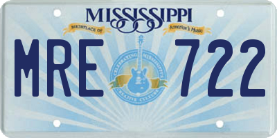 MS license plate MRE722
