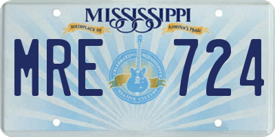 MS license plate MRE724