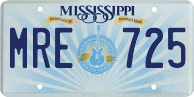 MS license plate MRE725