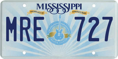 MS license plate MRE727