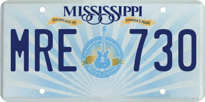 MS license plate MRE730