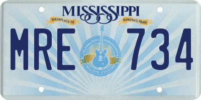 MS license plate MRE734