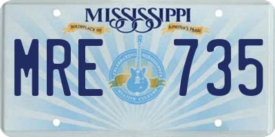 MS license plate MRE735