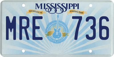 MS license plate MRE736