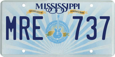 MS license plate MRE737