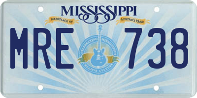 MS license plate MRE738
