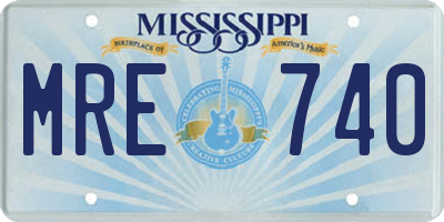 MS license plate MRE740