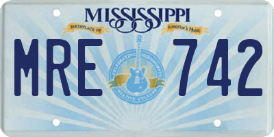 MS license plate MRE742