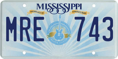 MS license plate MRE743