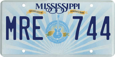 MS license plate MRE744