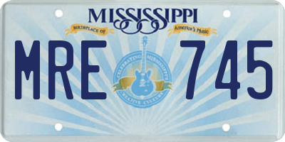 MS license plate MRE745