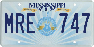 MS license plate MRE747