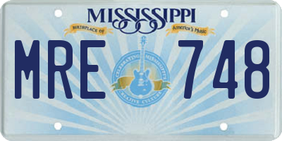 MS license plate MRE748