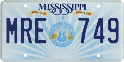 MS license plate MRE749