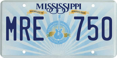 MS license plate MRE750